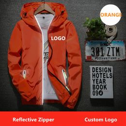 Mann benutzerdefinierte Kapuzenjacken Mode Trend Fall Hip Hop Reflektierende Reißverschluss Pullover Windjacke Mäntel Designer Männliche Streetwear Baseball Oberbekleidung