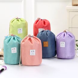 Travel Large-capacity Cosmetic Bag Wash Packs Outdoor Waterproof Drawstring Storage Bags Cylinder Storage 4 Colours WH0185