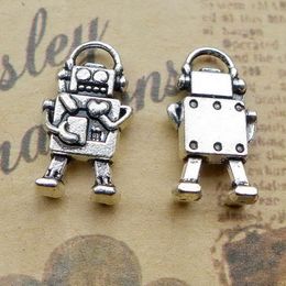 15pcs/Lot 17x9.5mm Robot Charms Antique Silver Color Programmer Pendants for DIY Jewelry Making Charm