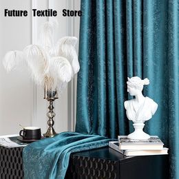 Curtain & Drapes Chinese Curtains Baroque High-precision Jacquard Blackout Pure Colour Satin For Bedroom And Living Room