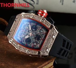 Automatic Clock Gift watch stopwatch rubber silicone mens skeleton dial watches crime premium Famous classic designer Luxury Crystal Diamonds Men Wristwatches
