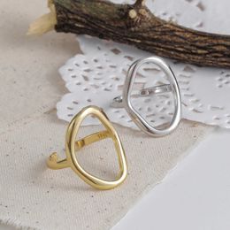 Irregular Hollow Ellipse Silver Charming Chain Geometric Rings Gold Open Rings For Women Men Party Gifts Accessories