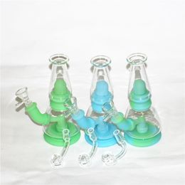 glow in dark water pipe hookahs silicone smoking bong with glass bowl Dab rig hookah portable quartz banger dabber tool for wax