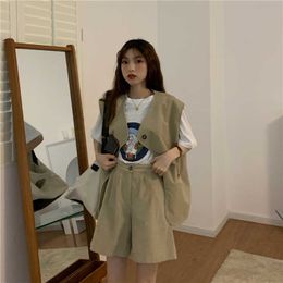 Frock Vest Coat Women's Outer Vest 2021 New Summer Korean Style Loose Design Internet Celebrity Sleeveless Vest Y0825