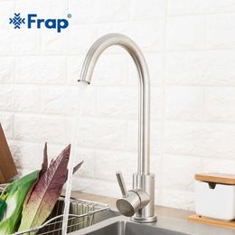 Frap Kitchen Faucets Stainless Steel Mixer Single Handle Hole Sink Tap Y40107 210724