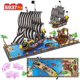 Negro Perla nave legoed Modelo Del Caribe Barco Pirata bloques de construcción ladrillos juguete 