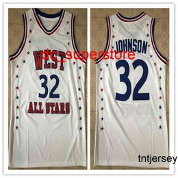 100% Stitched 32 Johnson 1983 All Star West White Basketball Jersey Custom Any Number Name jerseys Mens Women Youth XS-6XL