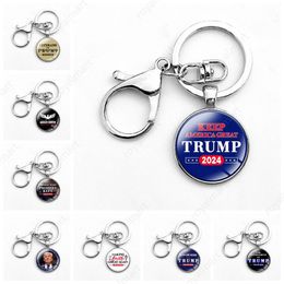 Trump 2024 Campaign Keychain Pendants Keep America Great Time Gem Keychains Free Delivery