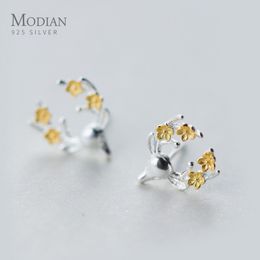 100% Real 925 Sterling Silver Charm Sika Deer Stud Earrings for Women Classic Fashion Statement Jewelry 210707