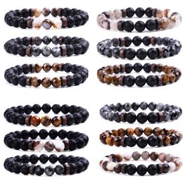 8mm Natural Lava Stone Energy Bead Strands Handmade Charm Bracelets For Women Men Couple Party Club Yoga Jewellery