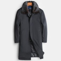 real fur parka mens UK - Men's Leather & Faux Real Fur Coat Men Rex Mink Collar Winter Parka Mens Clothing 2021 Casaco 18729 YY1144