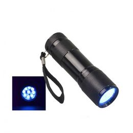 500pcs/lot Mini Portable UV Ultra Violet Blacklight 9 LED Flashlight Torch Light Lamp