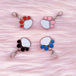 Personalised DIY Cat Paw Keyring Favour Multi-colored Sublimation Dog Footprints Clouds Shape Key Pendant Mini Car Charm Festival Party Gift