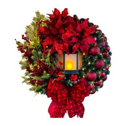 Decorative Flowers & Wreaths Christmas Home Decoration Happy Family Front Door Wreath