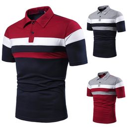Golftennis Men Polo Shirts Military Style Short Sleeve TShirt Hunting Fishing Male Top Tees Casual Youth Slim Fit Sportwear Striped Contrast Colour Topshirts polos