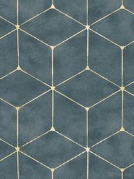 hexagon trellis Canada - Wallpapers Gold Striped Hexagon Peel And Stick Self-adhesive Trellis Sapphire Geometric Wallpaper Waterpfroof For Bedroom Home Decoration