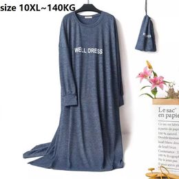 Large size 10XL bust 150cm Autumn Winter Women's Long Dress Sleepwear Home Nightshirt Women Causal Loose Ladies 210924