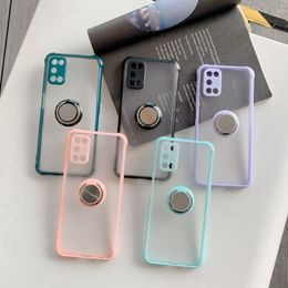 Transparent Phone Cases For Samsung A72 A71 A51 A32 A42 5G A02 A12 A02S A21S S20 Plus Note 20 Ultra Ring Stand Holder Case Coque
