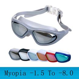 Myopia Swimming Goggles Large Frame Professional Swimming Glasses Anti Fog Arena Diopter Swim Eyewear Natacion Water Glasses Y220428