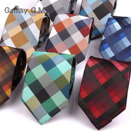 Jacquard Woven Neck Tie For Men Classic Cheque Ties Fashion Polyester Mens Necktie For Wedding Business Suit Plaid Tie