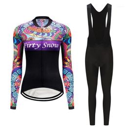 Racing Sets Women Sun-Proof Cycling Jersey Set 2022 Long Sleeve Road Bike Clothing BIB Gel Kit Female Bicycle Clothes MTB Suit Uniform Dress