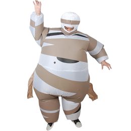 Mascot doll costume Adult Mummy Inflatable Costumes Woman Men Bandage Skull Halloween Cartoon Mascot Doll Party Role Play Dress Up Outfit