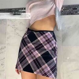 Summer school skirt mini plaid jupe short femme sexy cosplay high waisted satin cute Skirts 210621