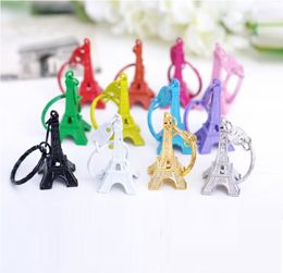 Metal Tower Keychain Candy Colour Mini E iffel Keyring Party gift advertising promotion service equipment