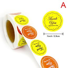 Gift Wrap Thank You Stickers Round Natural Kraft 500 Labels Per Roll Cute For Cake Packaging Seal Handmade Sticker