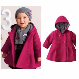 Red Newborn coat Baby Girls Trench Jacket overcoat Hooded Gown Warm Winter Girl Clothes Poncho Girls Outerwear cloak 210413