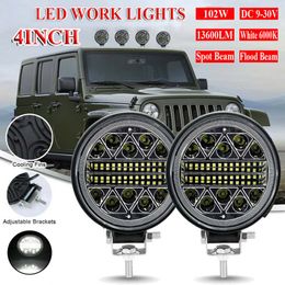 Truck LED Lamp Work Headlights Off Road 12V 24V Spot Lights Bars 4inch 4000lm for Off-Road Vehicle SUV Boat ATV Jeep Tractor Fog Lamp Vehicle Bulbs