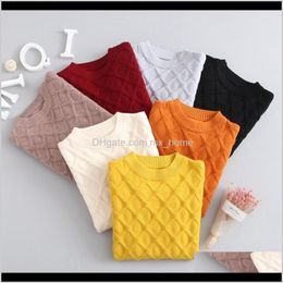 Baby Maternity Drop Delivery 2021 27T Boy Girl Knitted Sweater Autumn Kids Clothing Wear Sweaters Baby Winter Pullover Solid Color 201104 Gcp