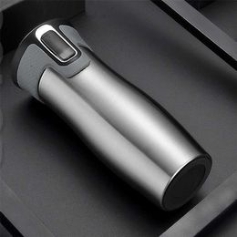 450ml Thermos Cup Coffee Vacuum Water Business Gift in-Car One-Click Dispensing No Need To Open Custom 211109