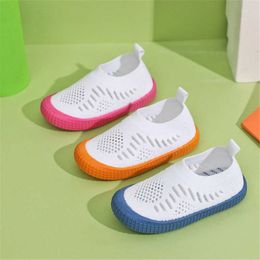 children sports shoes boys flying woven breathable casual mesh shoes children white knitted hollow mesh shoes 210713