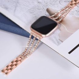 Nowy Projekt Watch Band dla FitBit Versa 3 LITE Metal Pasek Rose Gold Wodoodporne zespoły Moda 3 Rzuty Diamentowe Paski Wysokiej jakości