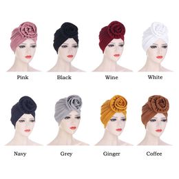 2021 Flower Women Canner Muslim Hijabs Beanie Skullies Hat Stretch Turban Hat Cap Hair Loss Chemo Under Scarf Headwear Bonnet Cover