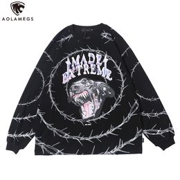 Aolamegs Sweatshirt Men Vicious Dog Printed Men Pullover Casual Cozy O-neck High Street Style Hoodies Streetwear Couple Autumn 210728