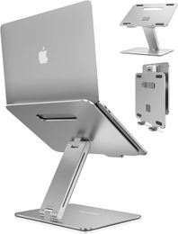 Laptop Stand, Adjustable Computer Riser for Desk, Compatible with Mac MacBook Pro Air Notebook, Up to 17 inches, Supports Up to 44 Lbs -Silver