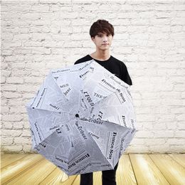 Chinese parasol white newspaper pattern umbrella UV protection paraguas windproof manual foldable rain for men women