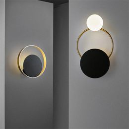 stained glass led UK - Wall Lamp Nordic Lights Creative Personality LED Lamps Living Room Modern Simple Round Aisle Bedroom Bedside Decor Fixtures