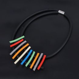 Pendant Necklaces Steampunk Rainbow Choker Necklace Statement Multicolor Rubber Rope For Women Streetwear Clothes Jewellery Rare Things