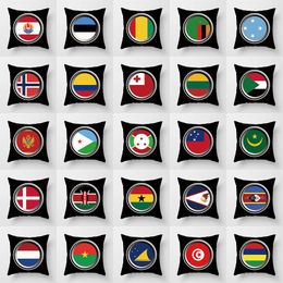 Cushion/Decorative Pillow Double Sided Printing Decorative Case Super Soft Short Velvet National Flag Designer Cushion Cover 45x45 Sofa Home