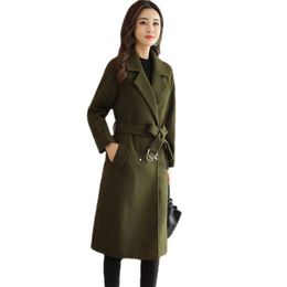 Women's Wool & Blends Woolen Jacket Winter Mid Long Female Coat Korean Version Slim Casual Cloth Overcoat Ladies Tops R1547