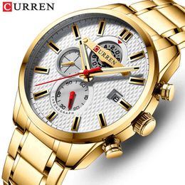CURREN Sports Quartz Watch Men Top Luxury Brand Causal Business Mens Watches Stainless Steel Chronograph Military Male Clock 210517