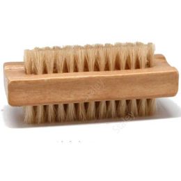 Natural Boar Bristle Brush Wooden Nail Brush Foot Clean Brush Body Massage Scrubber Make Up Tools DAT346