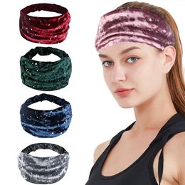 Fashion Gold Velvet Women Headband Beautiful Star Print Sports Headband for Hair Accessories Elastic Hairbands Turban Headwraps