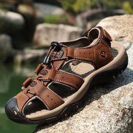 Men's Summer Footawear Shoes Genuine Leather Beach Sandals Fashion Outdoor Casual Sneakers