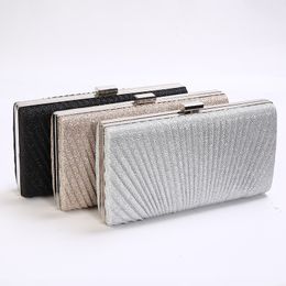 Women's Evening Clutch Bag Sequin Silver Gold Clutch Purse Wedding Party Handbag Women Bags with Two Chains bolso