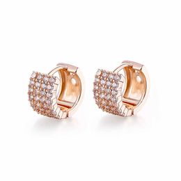 Womens Stud Earrings Crystal Jewelry double row ear buckle full diamond Zircon Earrings, generous jewelry Gold silver plated