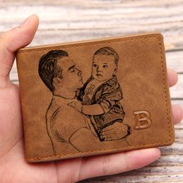 CEXIKA Personalized Po Wallet Men Custom Engraving Picture & Text Short Wallets Husband Father's Day Gift Anniversary for Him 220217